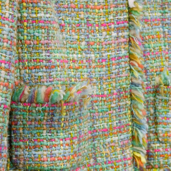 Chanel Fall 2001 Multicolour Silk Applique Tweed Jacket - Picture 8 of 16